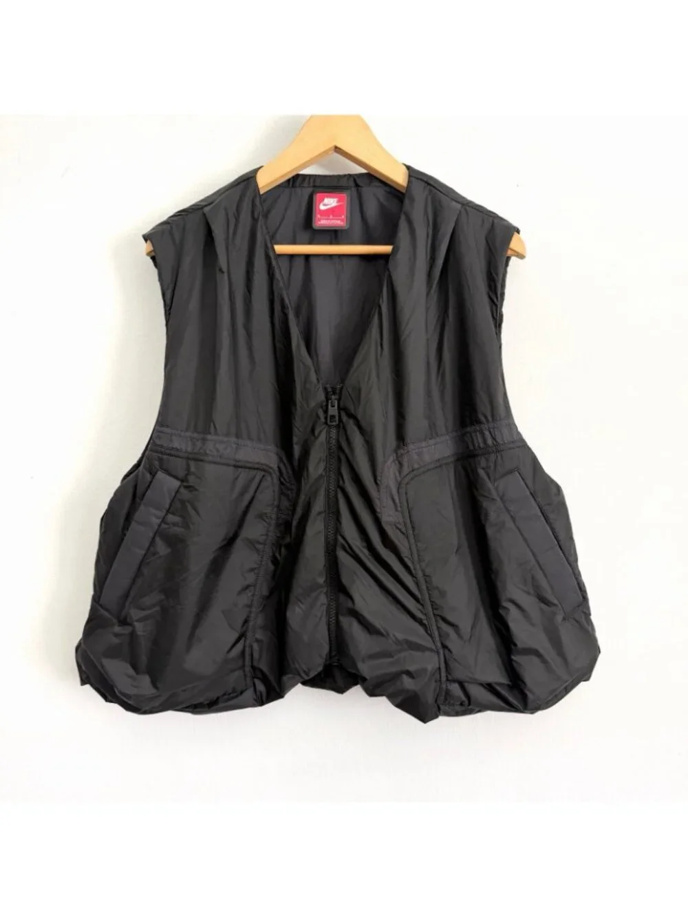 Nike Tech Black Woven Lightweight Vest Front Zip Jacket Athletic Men’s Sz Medium